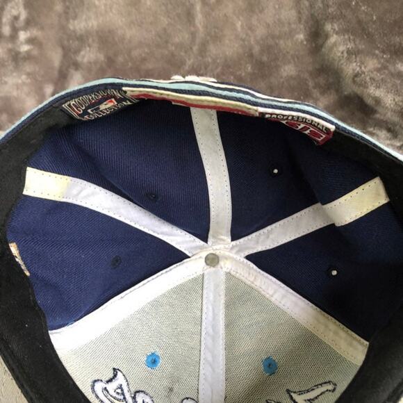 New York Yankees Hat Embroidered Fitted 7 5/8 Cooperstown Navy Baby Blue READ - Picture 8 of 13